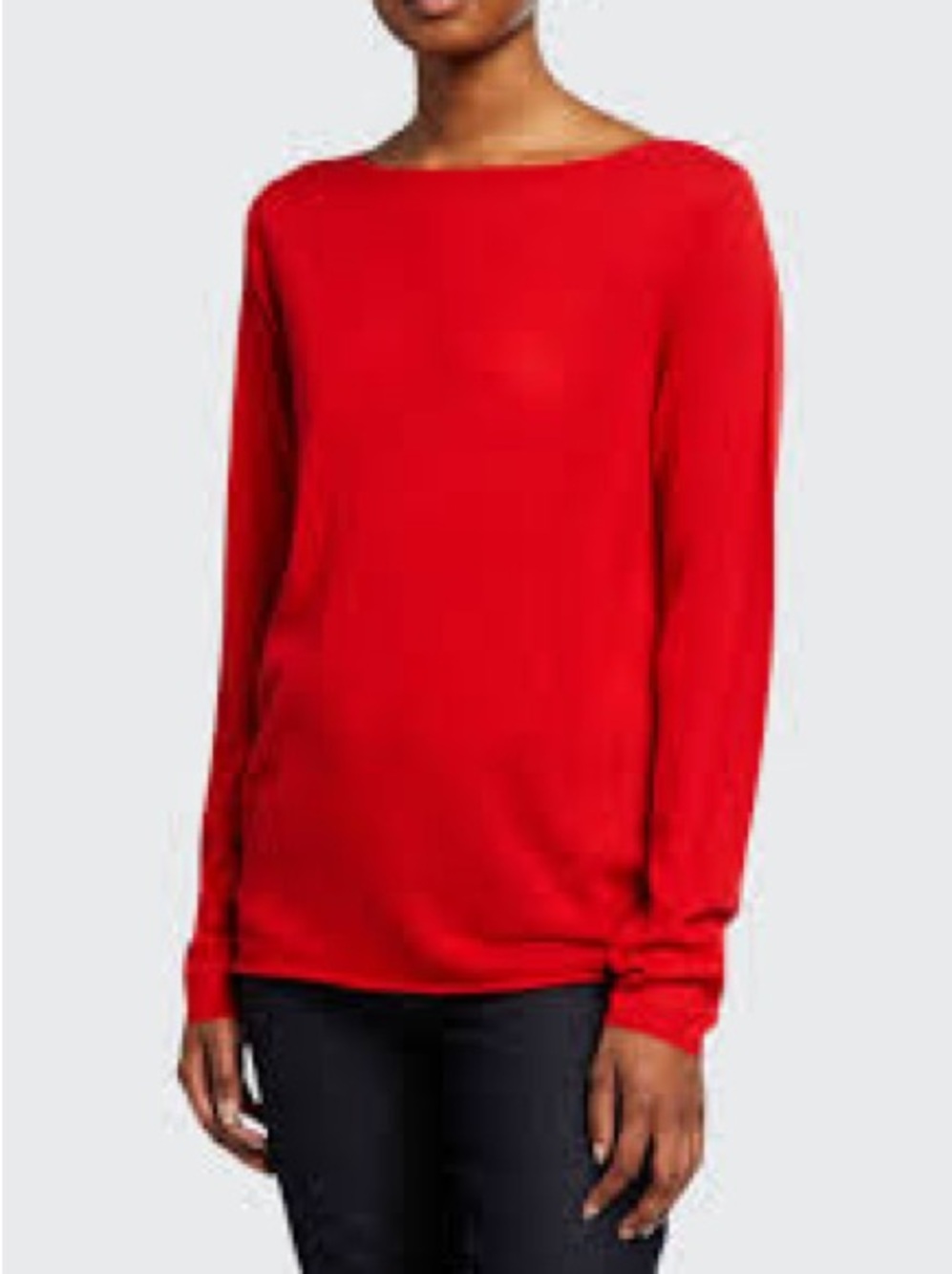 Max Studio Red Off-the-Shoulder Boatneck Sweater